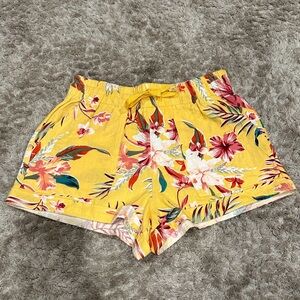 Bellatrix Floral High Waist Yellow Shorts